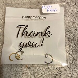 Gold and Silver Nose Rings Set